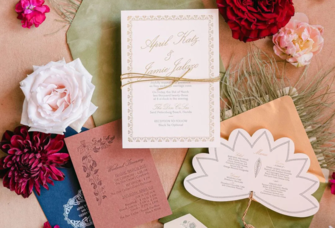 Vintage, pastel wedding invitation suite with flowers, wedding stationery contracts