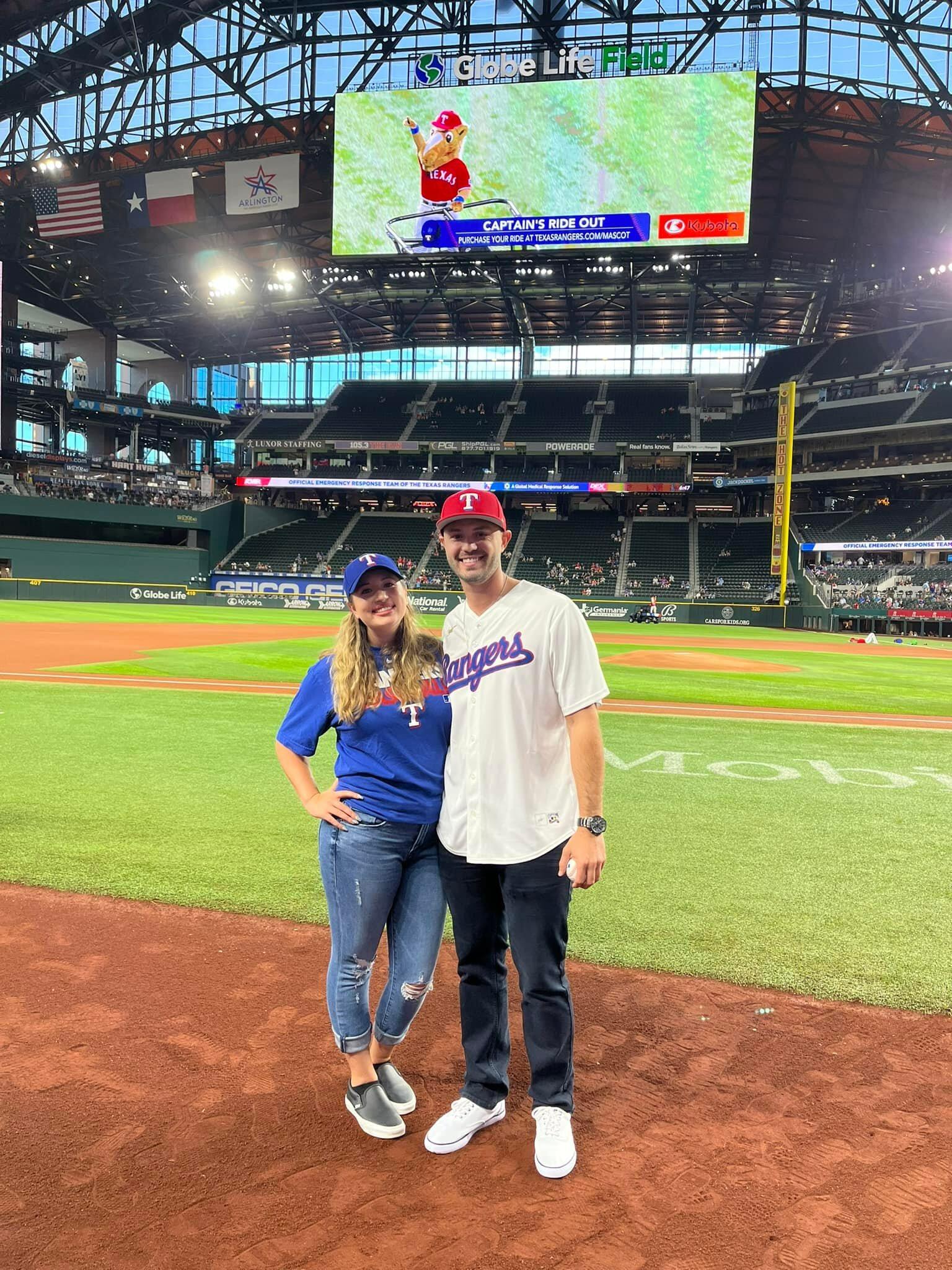 Ryan throws out the first pitch at the Rangers game!