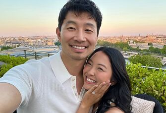 Simu Liu and his fiancée Allison Hsu at their proposal in Paris