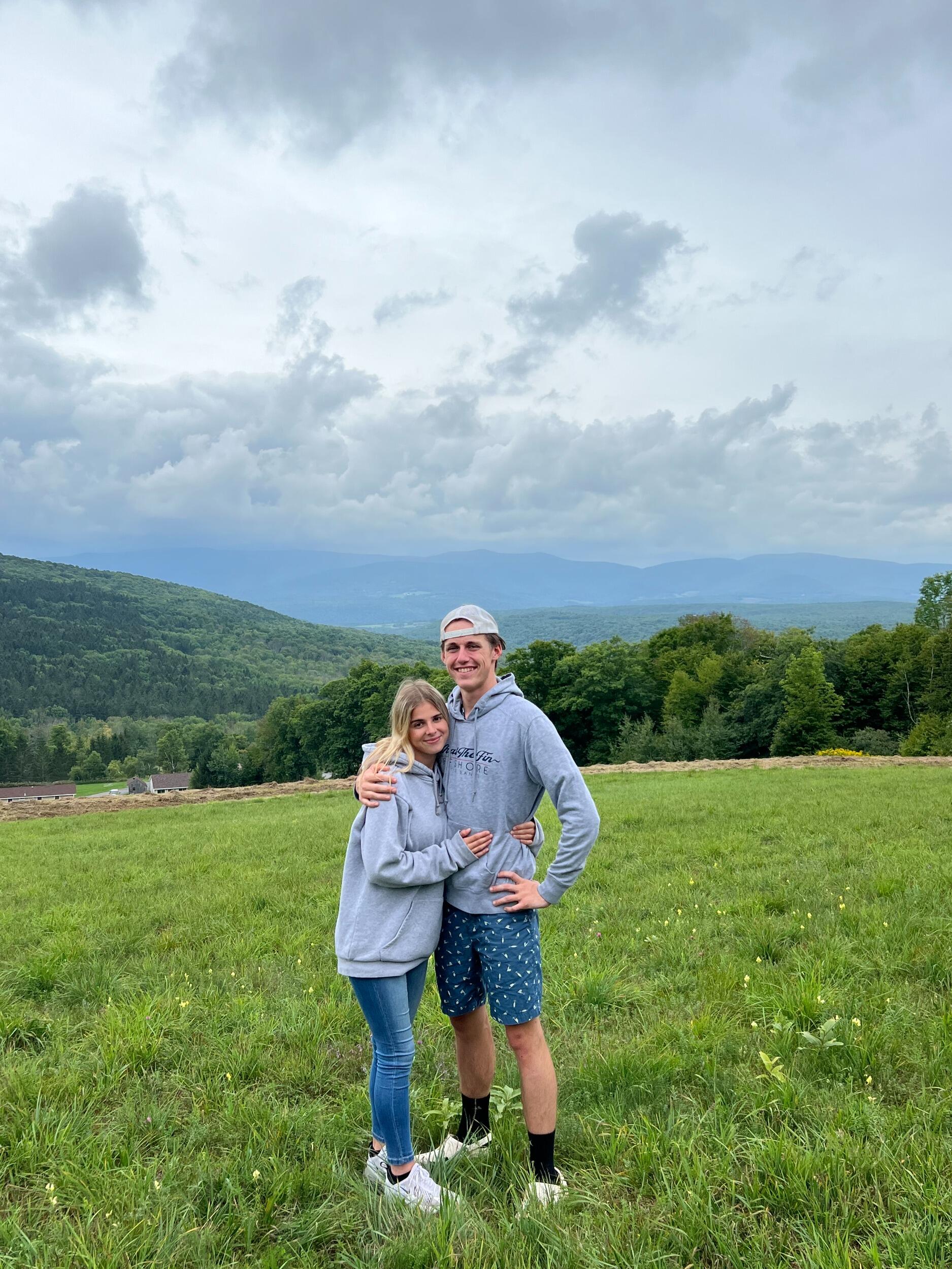 Recreating our first photo together at Huntersfield.