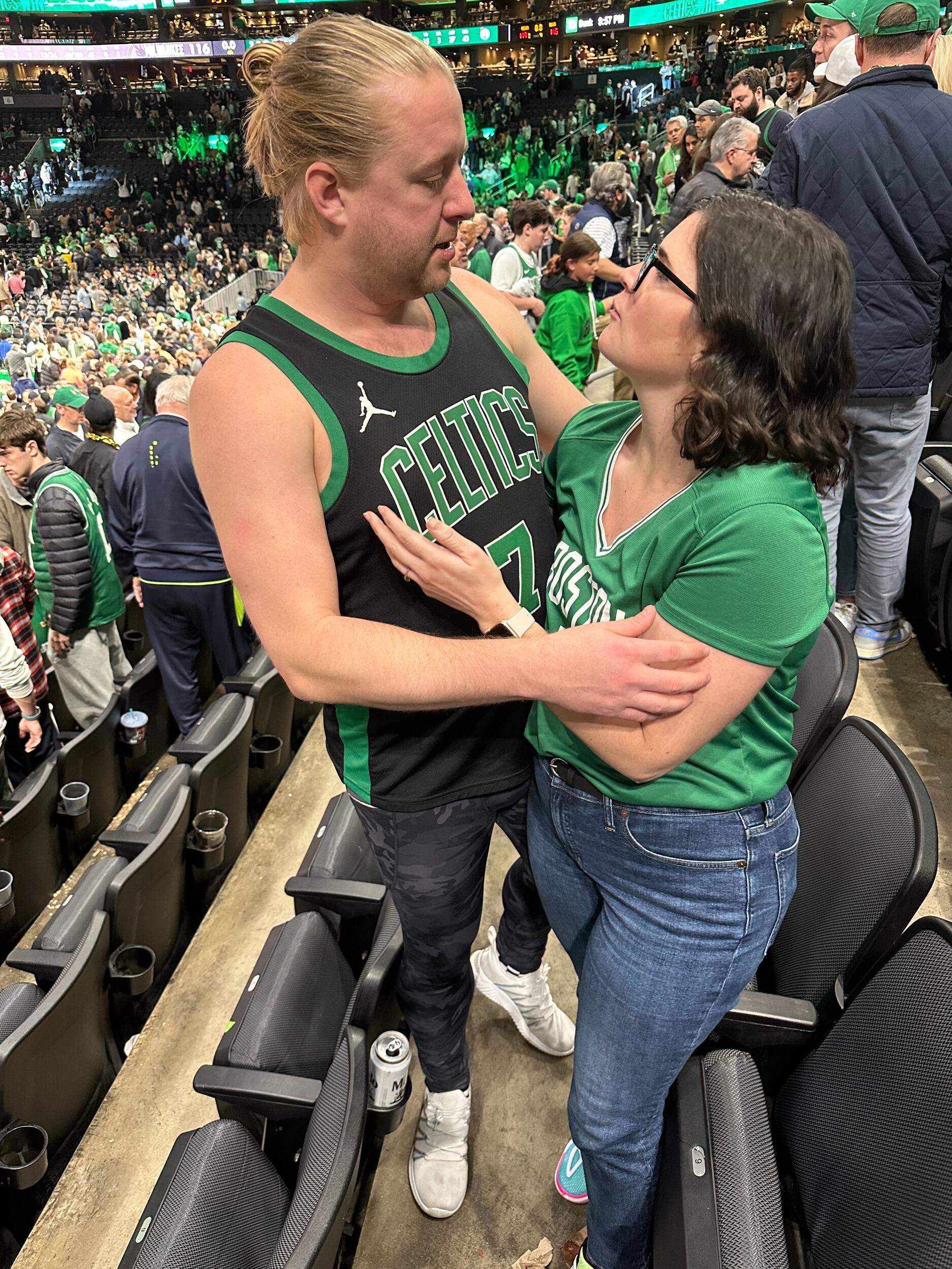 Ben trying to talk Shannon out of betting her life savings on a Derrick White double double