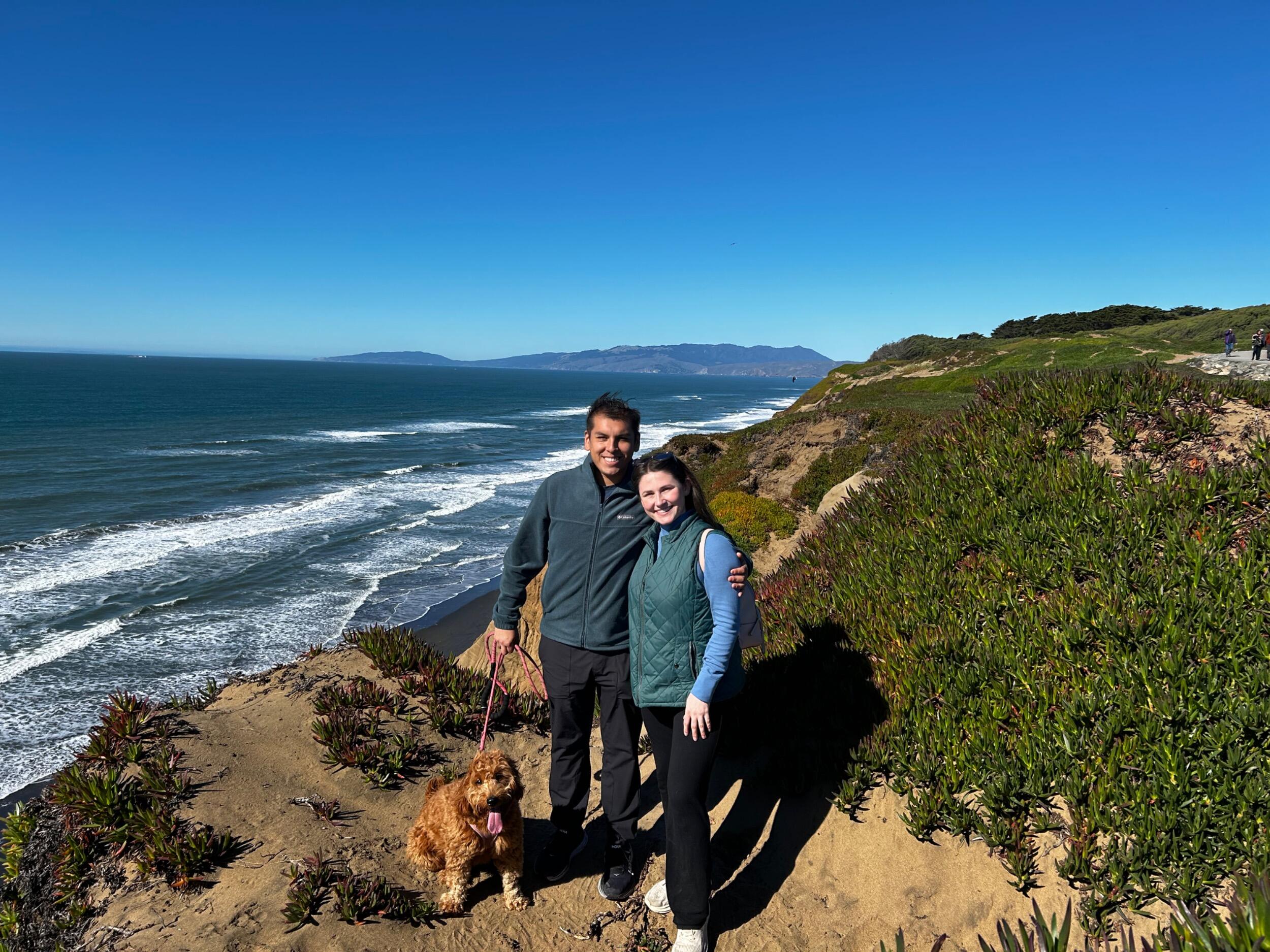 We love taking Luna to Fort Funston in San Francisco. It’s an off-leash dog park/ beach