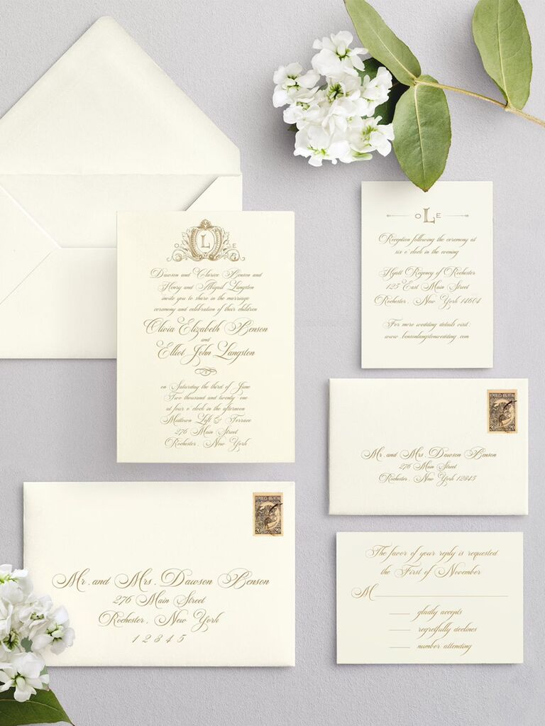 Fairytale script on cream background with elegant monogram detail