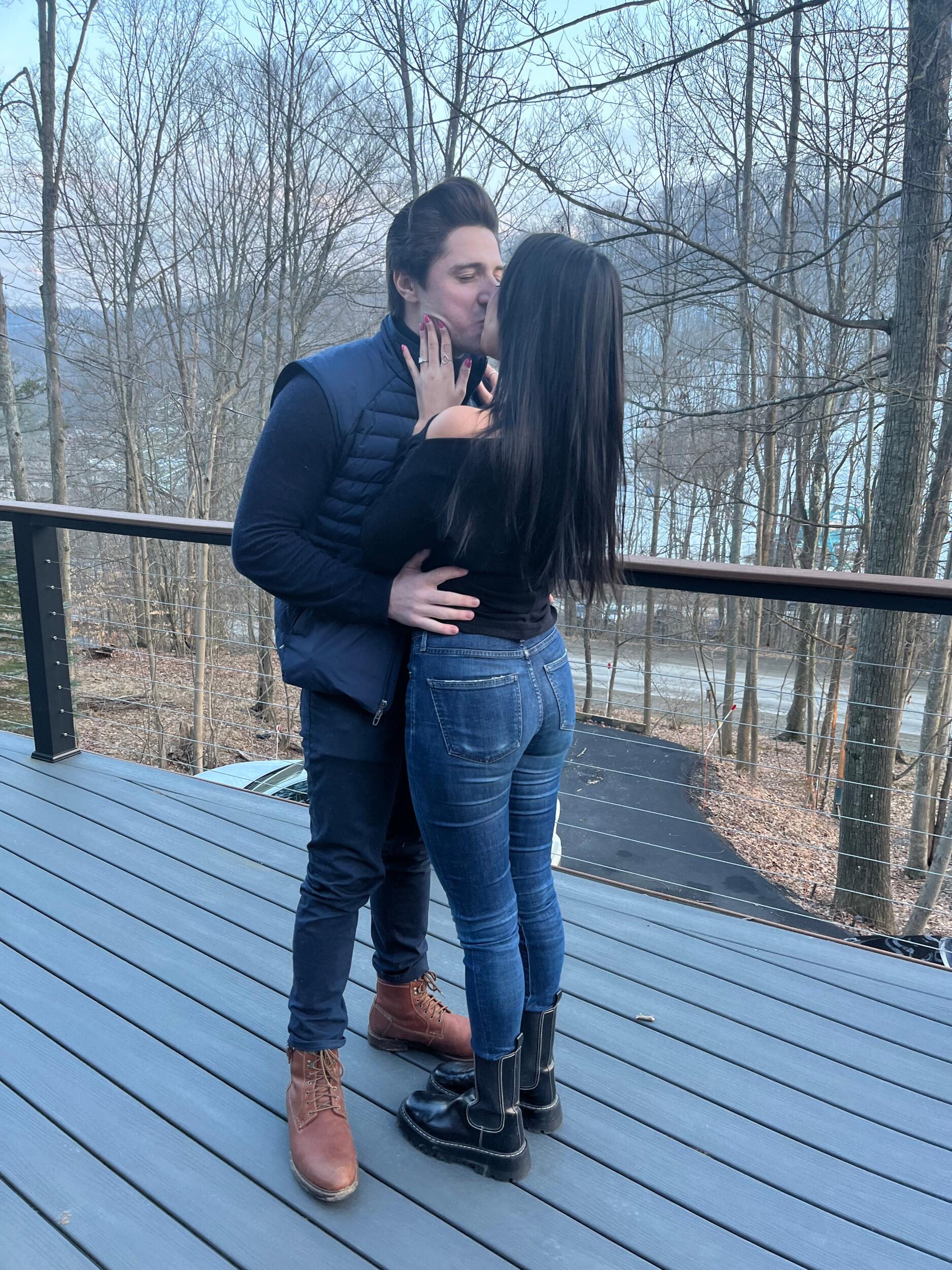 Minutes after Tyler proposes!! He popped the question in Holiday Valley surrounded by close friends.  