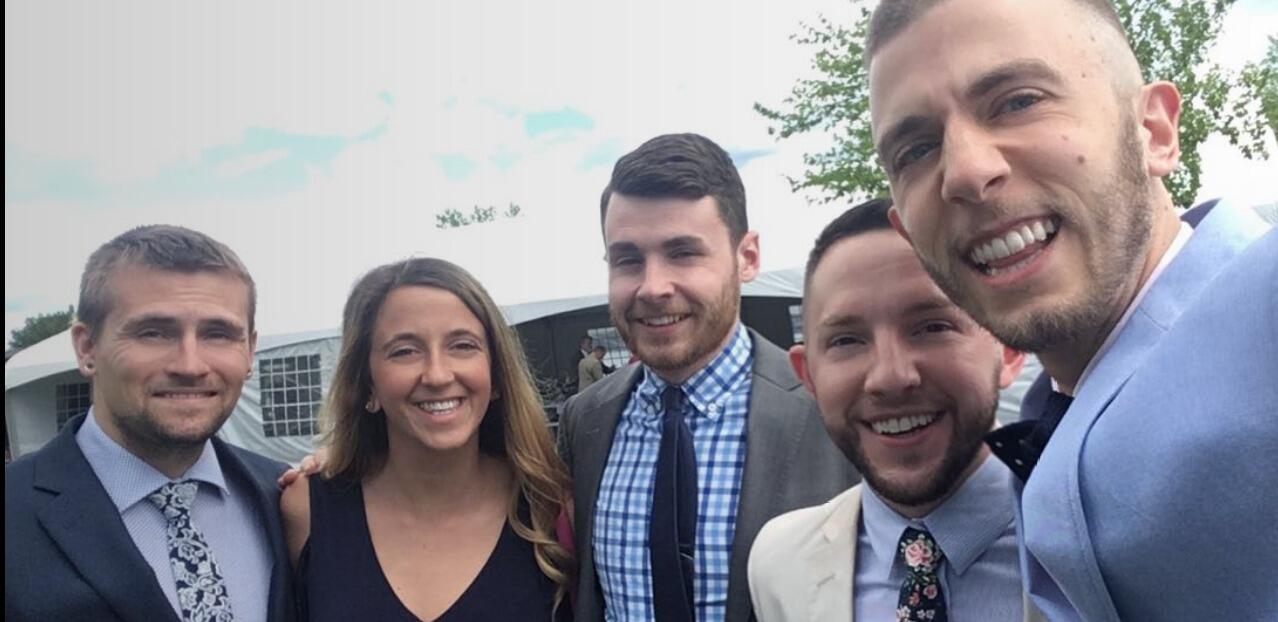 Our first time as wedding dates (little did we know...) with some great company in Andy, Kristine and Mike!