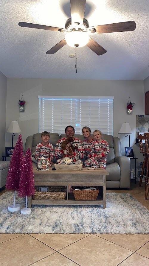 Annual photo required by Capri's mom in matching Christmas pjs!
