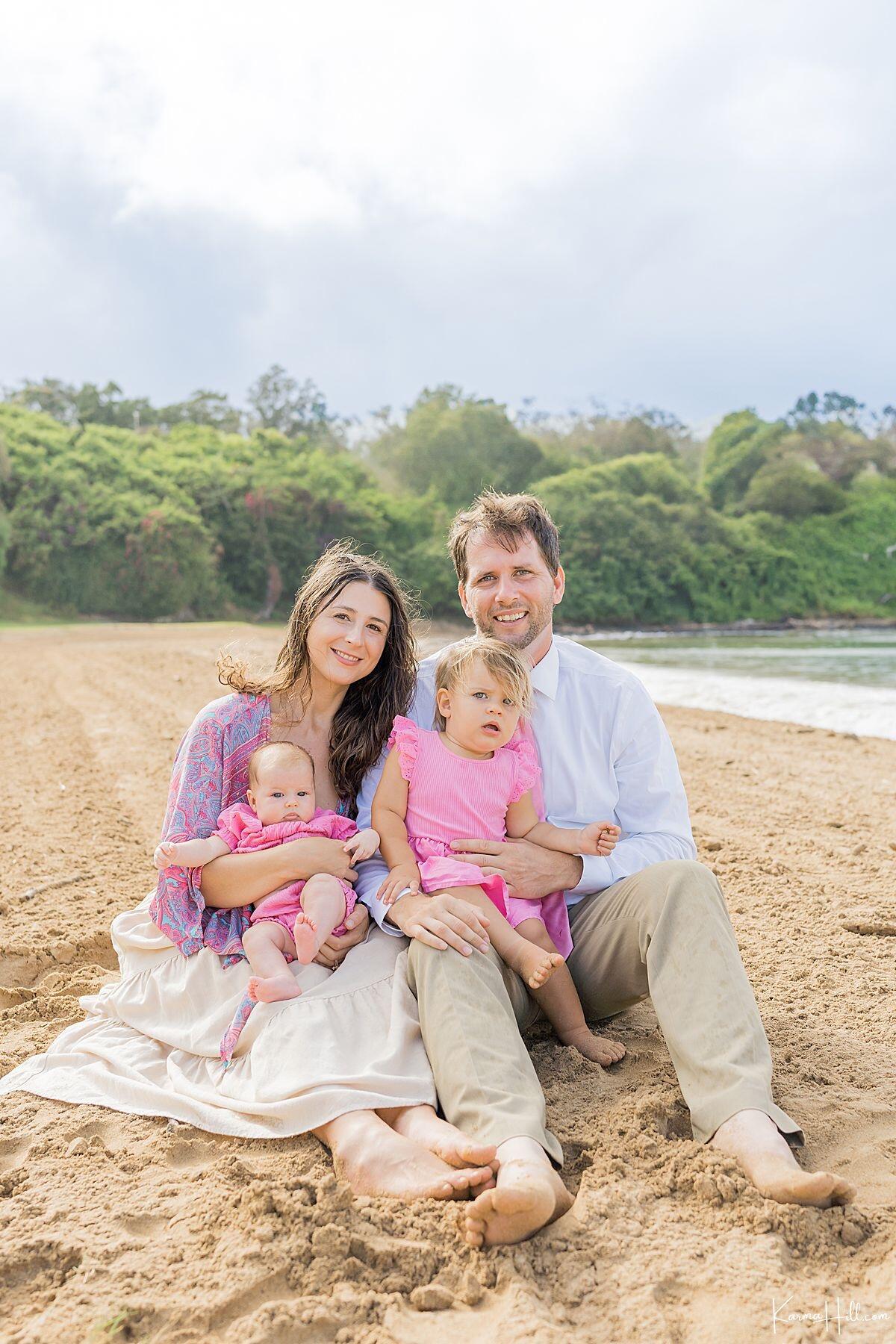 All dressed up on Kalapaki Beach as a family of 4