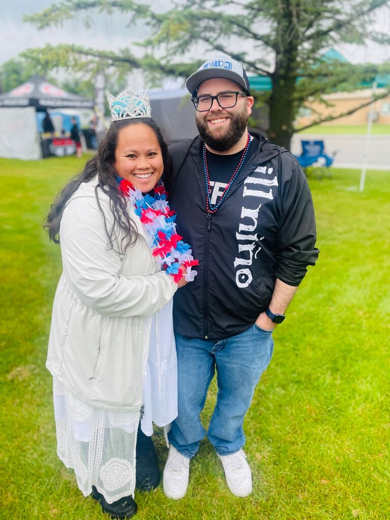 Our first Holiday together and he came to support me while I was walking in the parade. He got to hang out with my mom without me for the first time. 