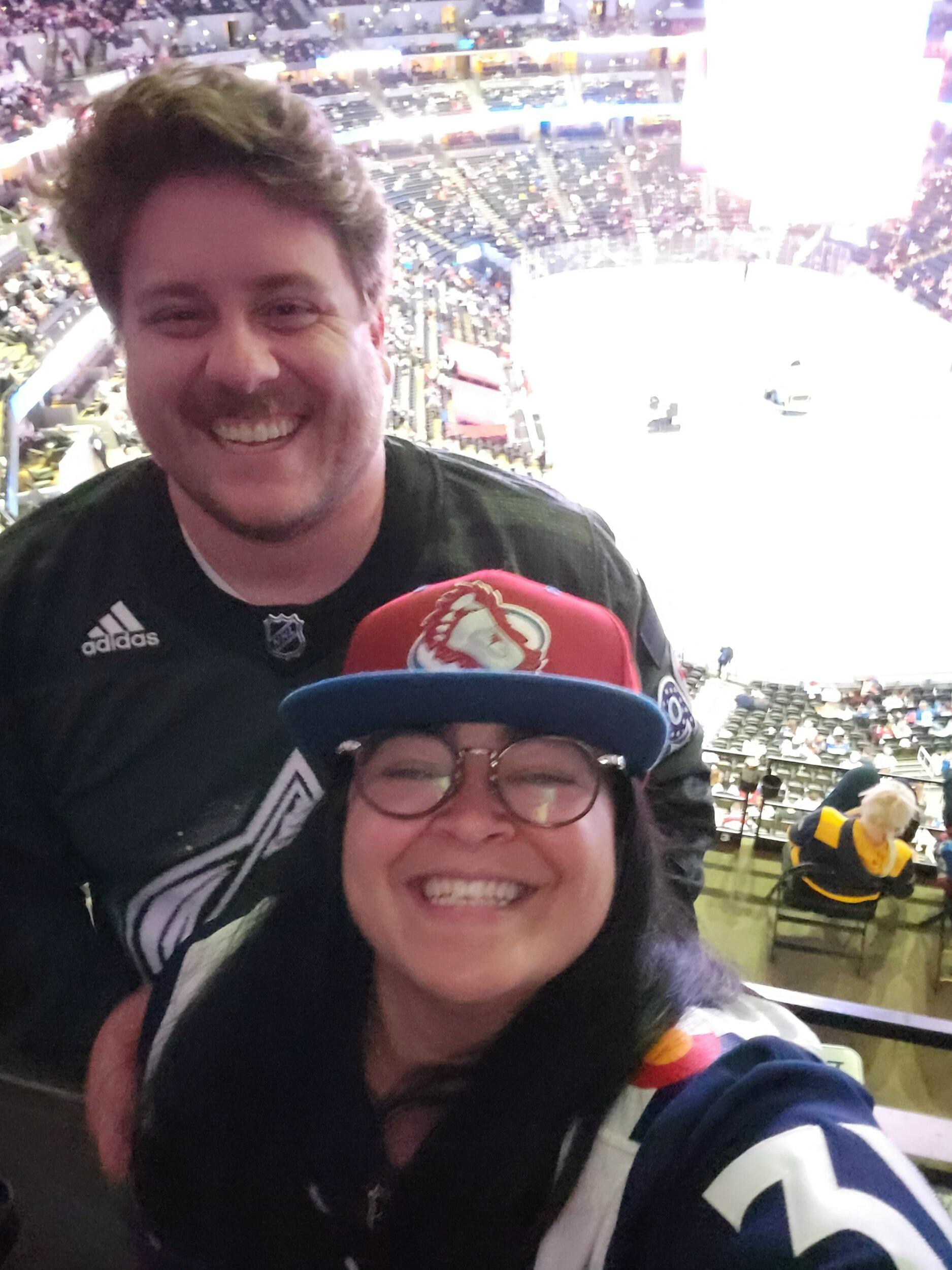 Avalanche Home Opener - watching the boys raise the Stanley Cup banner and show off Lord Stanley himself