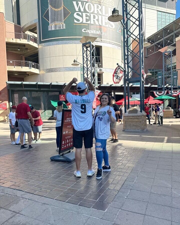 We celebrated our 9th year of dating and 1 year until marriage at the World Series.