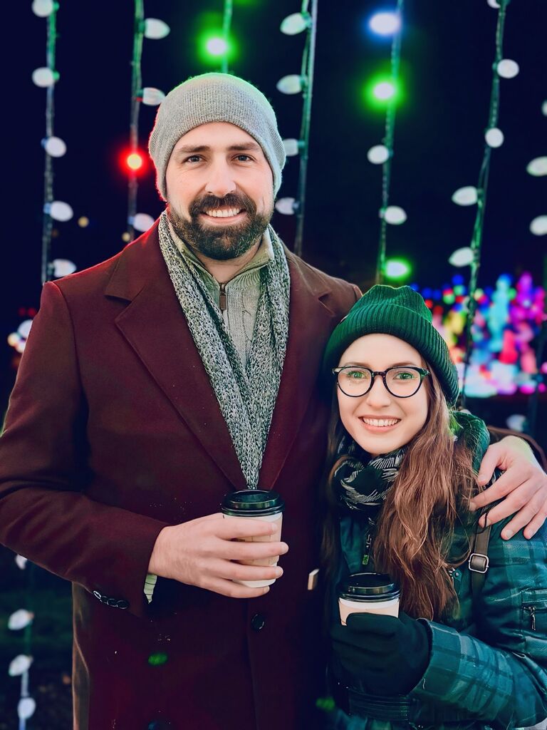 Brittany's roommate got sick, so Brendan hurried last-minute to take her place and attend the Luminaria with Brittany and her other roommate.