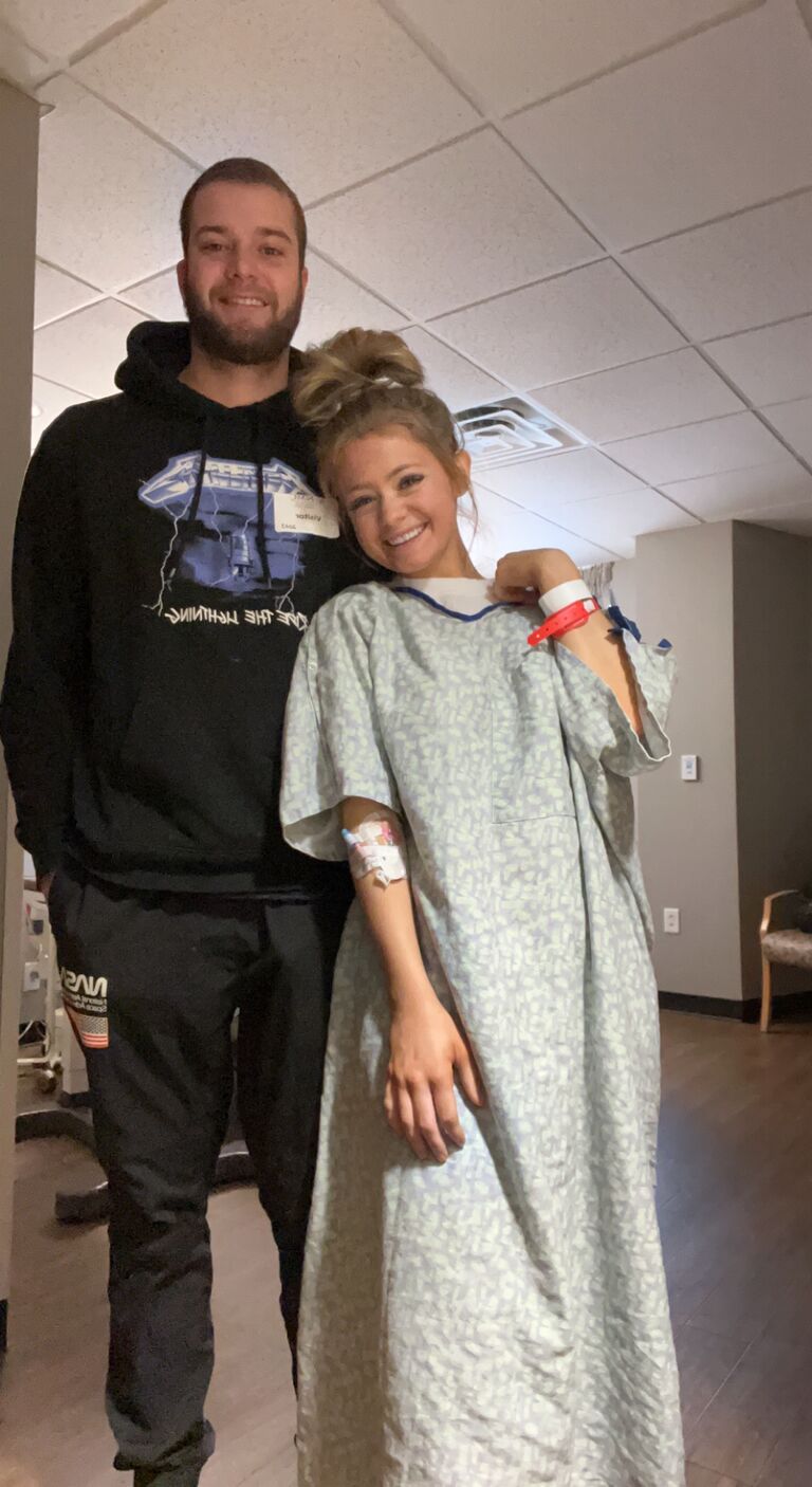 3 year anniversary! 

Chloe had her appendectomy and they had a date night in the hospital room, during a snow storm!!! it was very scary but Ben was there the whole time.