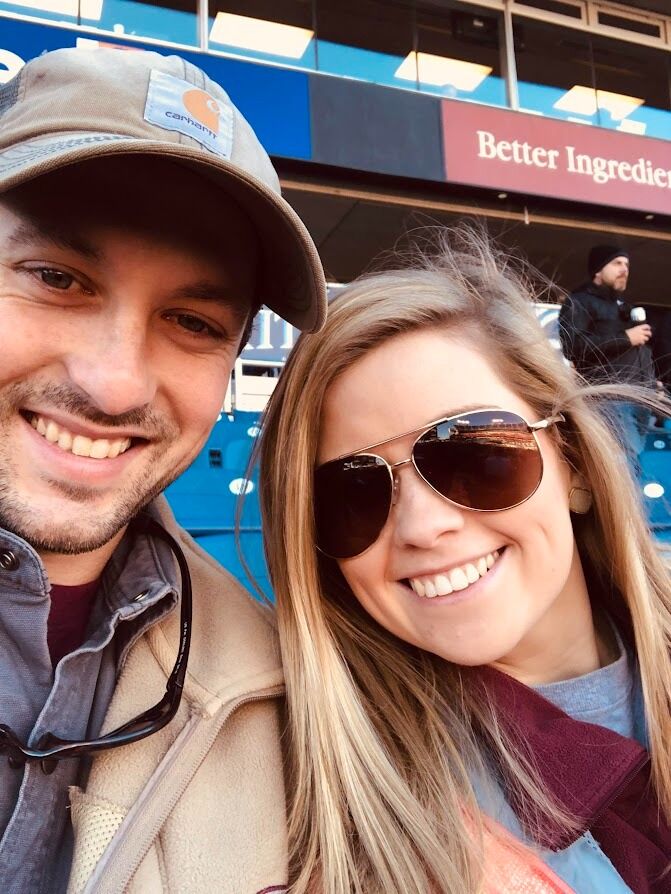 Music City Bowl - Nashville, TN.  Fun fact: When they aren't watching the Dawgs play, Clayton and Anna are cheering for the Tennessee Volunteers! 3 years before Clayton proposes! 