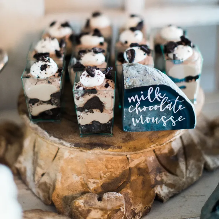 Chocolate mousse mini engagement party dessert idea