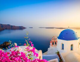 A sunrise over Santorini, Greece