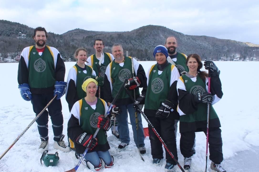 The couple met preparing for a pond hockey tournament in January of 2017