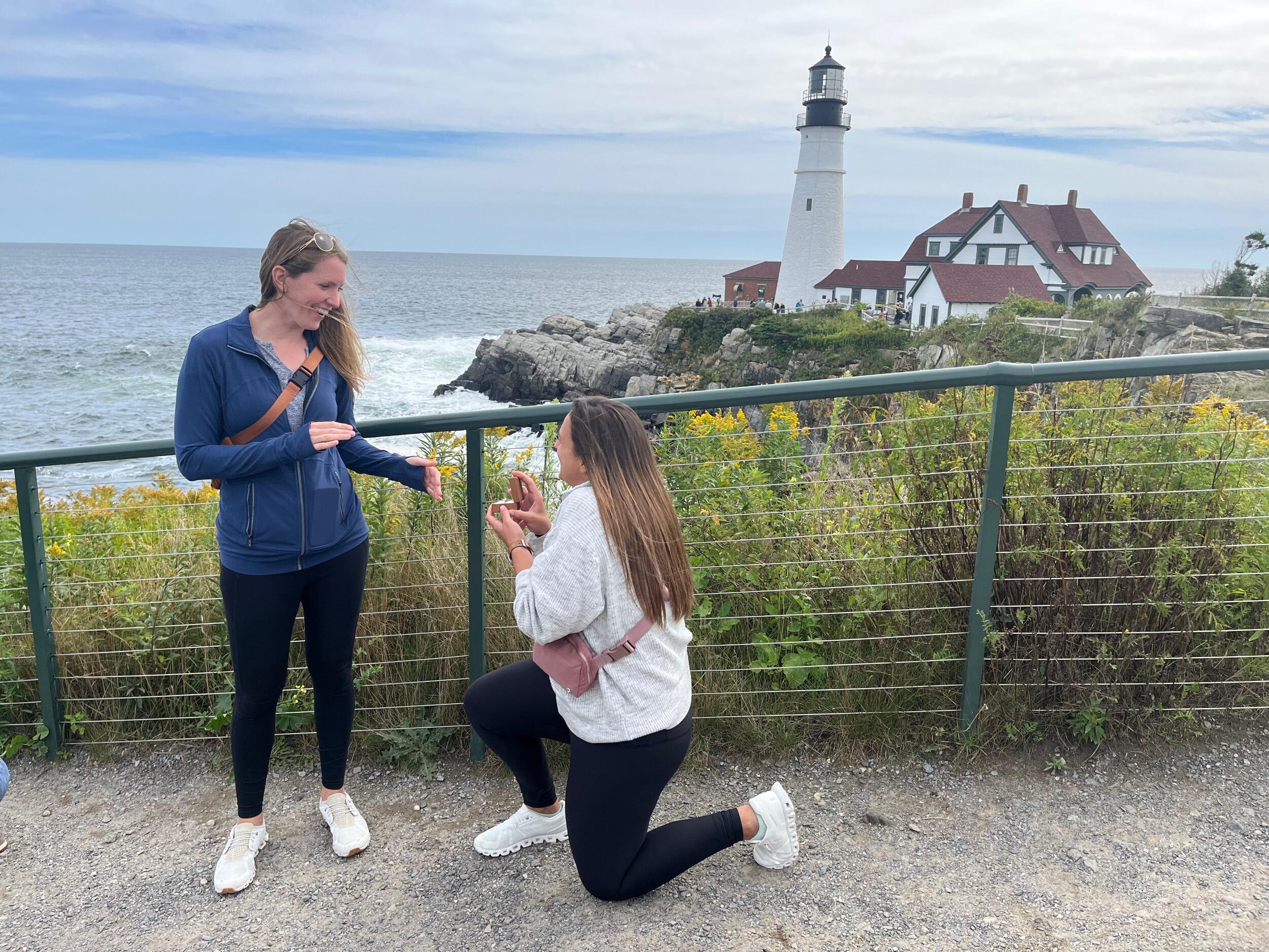 Ali proposed during a trip to Portland, Maine in front of a beautiful lighthouse, celebrating with lobster rolls and Allagash beer for the rest of the day. Couldn't have been a more perfect proposal (until Laura's of course). 