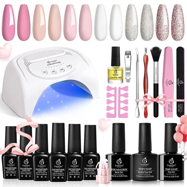 Beetles gel manicure kit and UV light engagement gift for friend