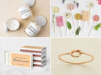 Bridesmaid proposal gifts: candles, lollipops, love knot ring, matches 