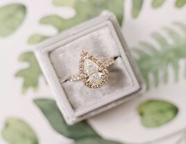 embellished pear-shaped engagement ring