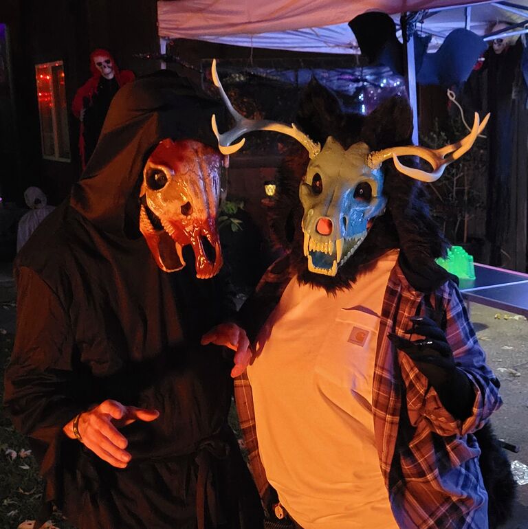 Halloween Party number 4. We worked hard on creating our costumes. (Those are real deer antlers!)