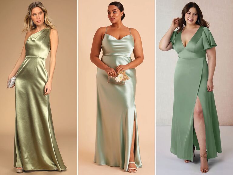 Sage Green Slip Dress - Satin Midi Dress - Cowl Neck Dress - Lulus