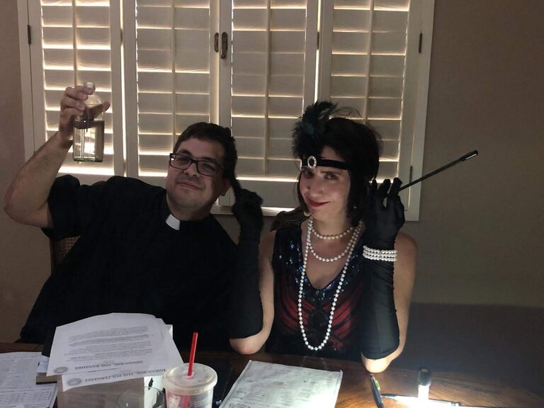 Brandon and I looking shnazzy for our Call of Cathulu