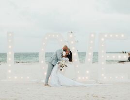 Couple on beach for Dominican Republic destination wedding.