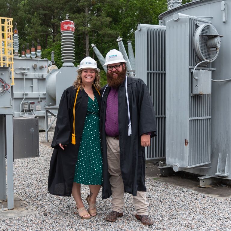 We both went back to school and graduated with our Associates Degrees and landed our DREAM jobs! 
Alyssa with Duke Energy as a Relay Technician & Austin first with Siemens Energy as a Transformer Technician and now working with Duke Energy too as an Apparatus Technician!
