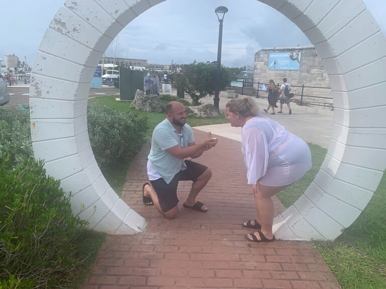 Zach proposed under a moongate ring in Bermuda-- said to bring good luck to any couple that kisses under them!