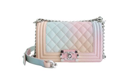 Authentic Chanel Pastel Rainbow Small Boy Bag Caviar Grained Leather