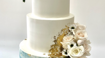 Barely Frosted Gold Leaf Canvas Cake (2-tier)