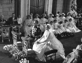 Prince Rainer and Grace Kelly during wedding ceremony.