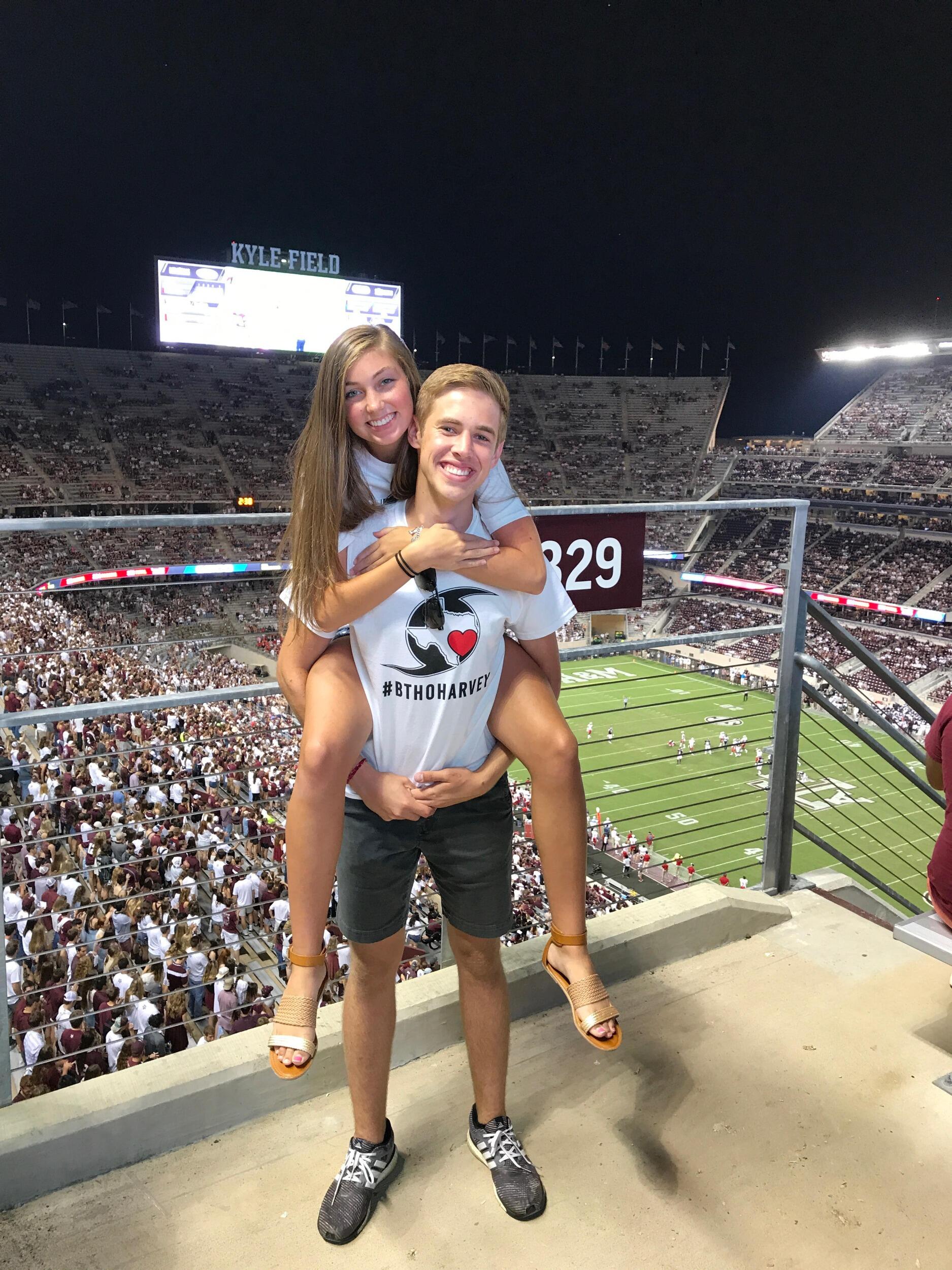 Brock's freshman year at A&M - the first football game following Hurricane Harvey.