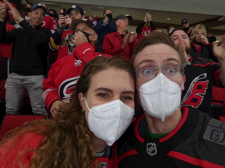 Matt's parents got us Canes tickets for Christmas! And yes Matt has fully converted me to be a Hurricanes fan.