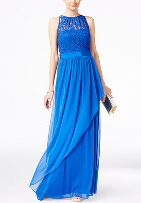 adrianna papell lace illusion halter gown