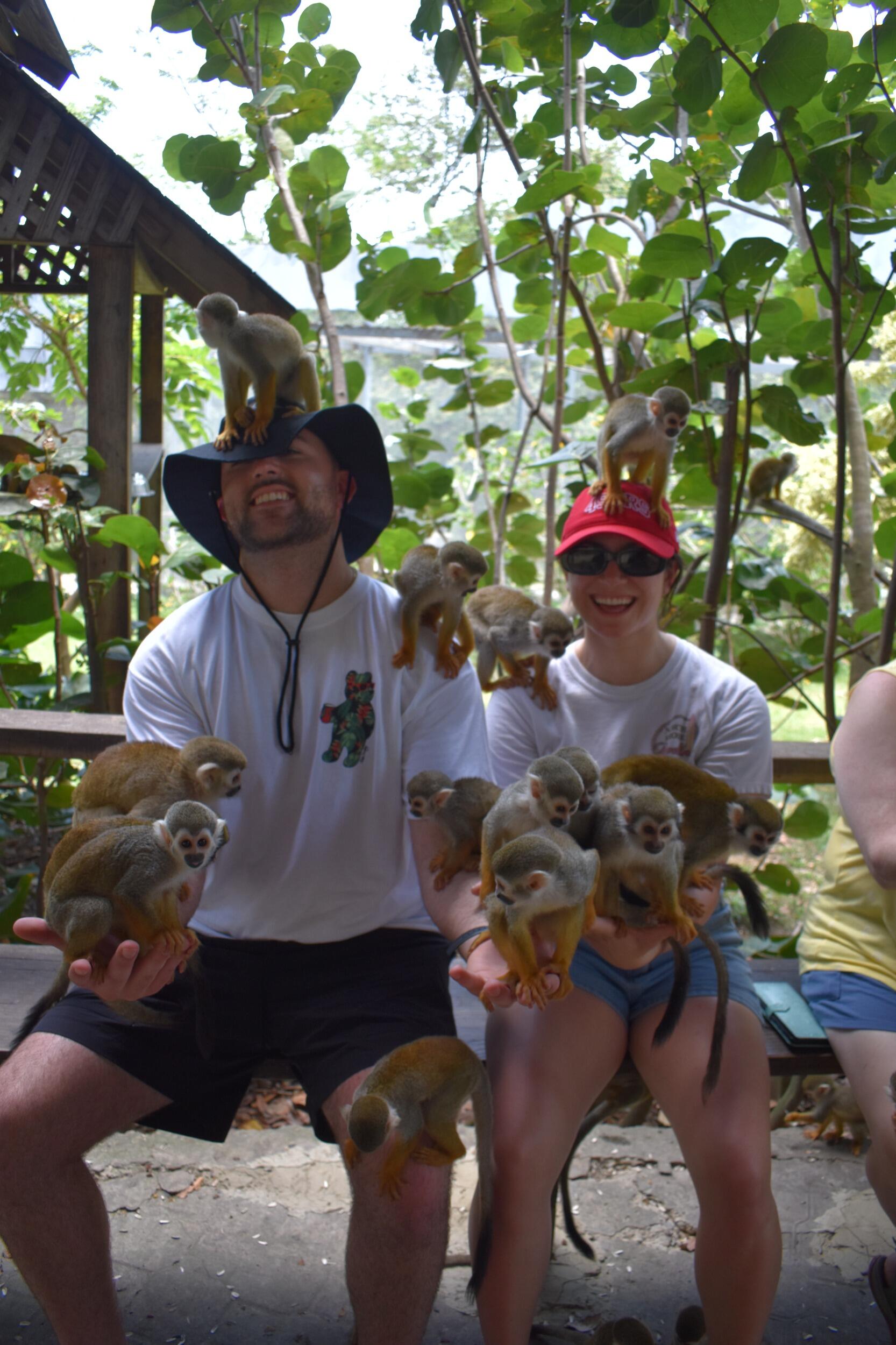 On a cruise, Rachel and John got to meet Spider Monkeys in the Dominican Republic.  They also stopped in Puerto Rico and the U.S. Virgin Islands. 