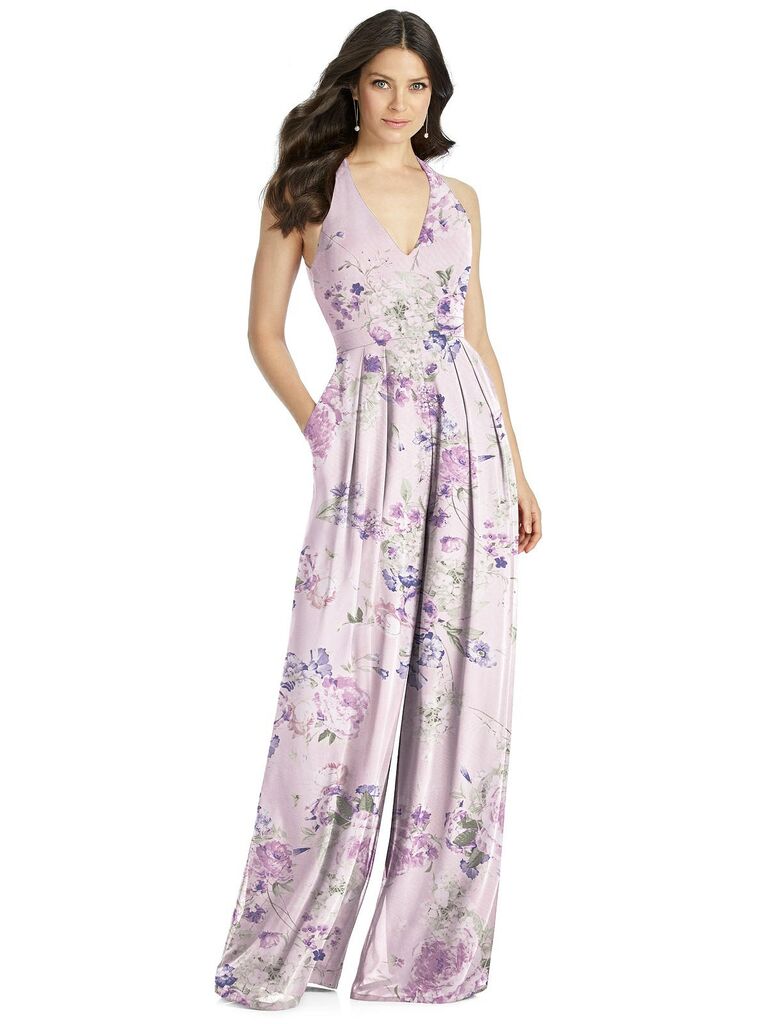 lilac floral bridesmaid dress