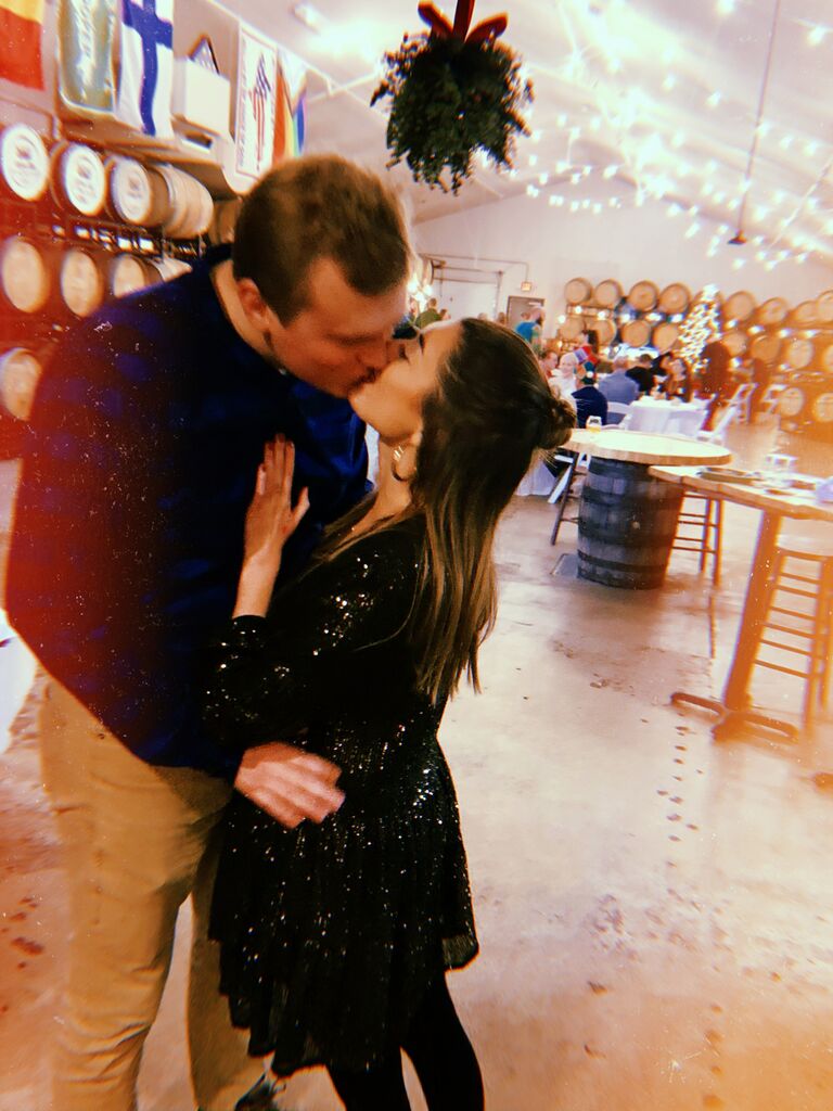 Our first kiss under mistletoe