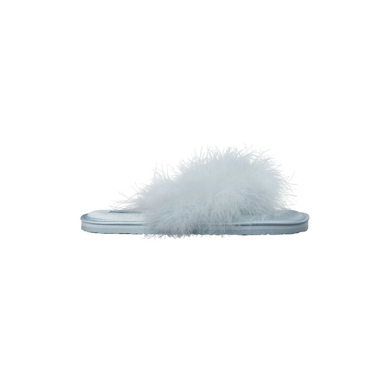 Feaux feather blue slippers for bridesmaids