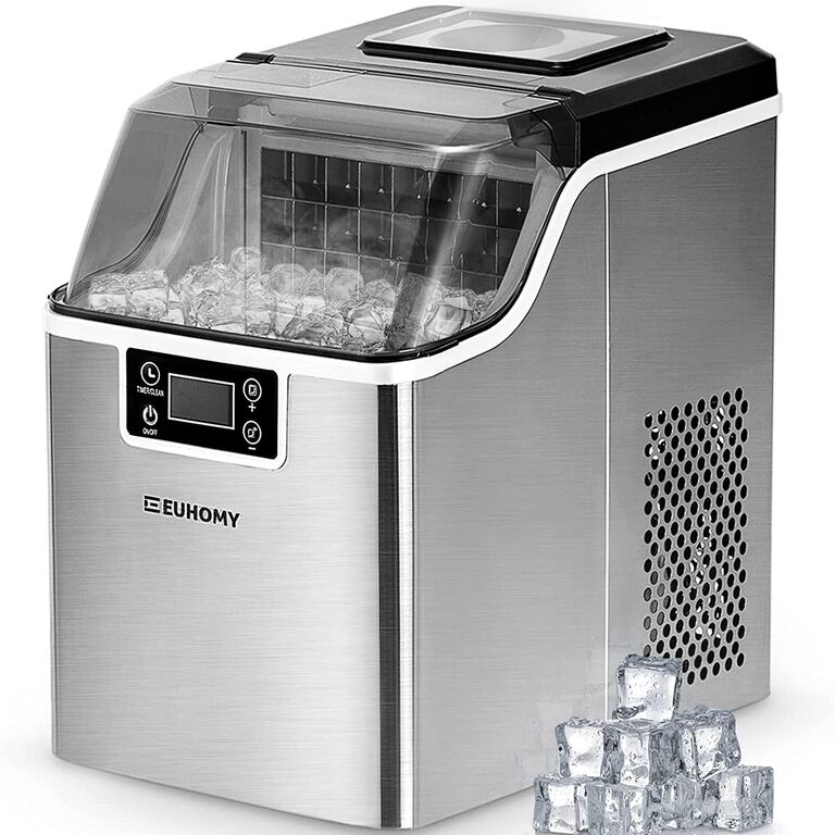 Antarctic -Star Ice Maker Machine Countertop, 44Lbs/24H Portable Compact Ice Cube Maker, with Ice Scoop & Basket