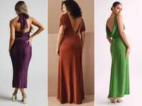 Three backless wedding guest dresses