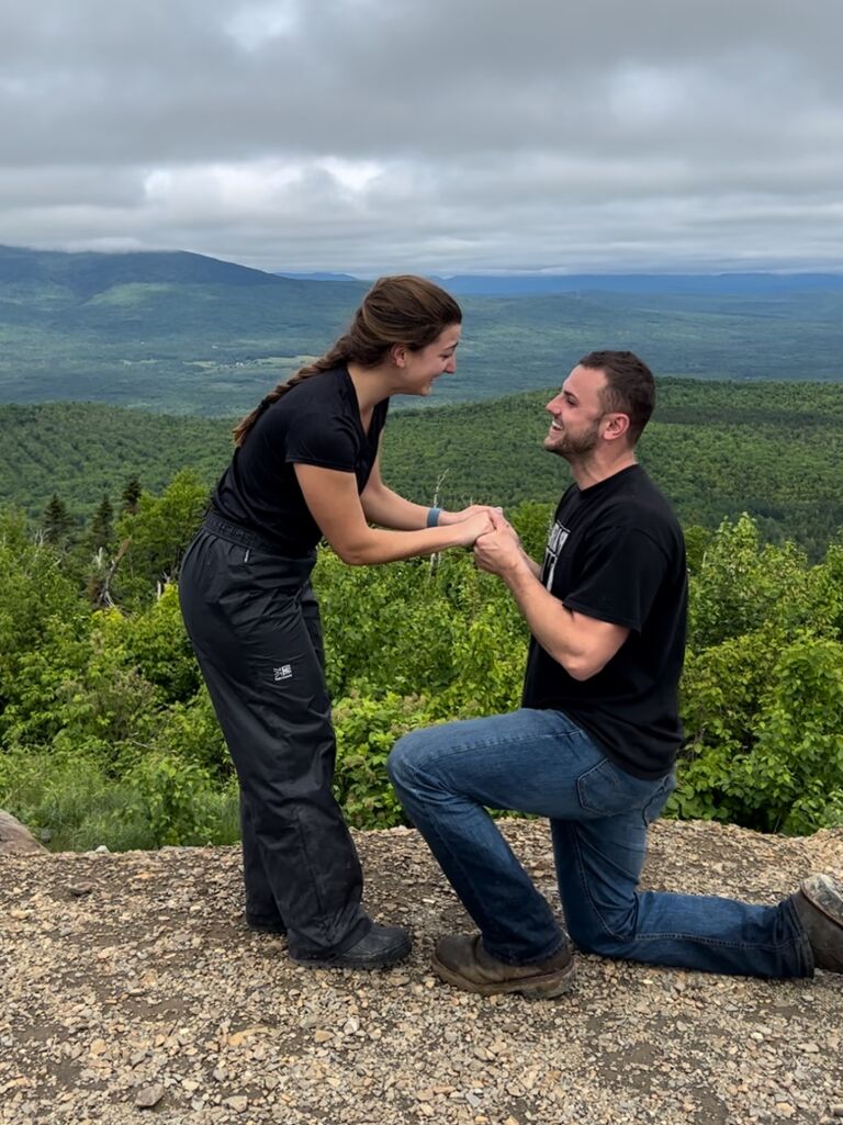 After a day of ATV riding in Rangeley, Stephen proposed on top of Quill Hill