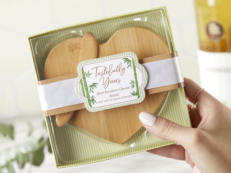 My Wedding Favors heart-shaped cheese boards as practical bridal shower favors