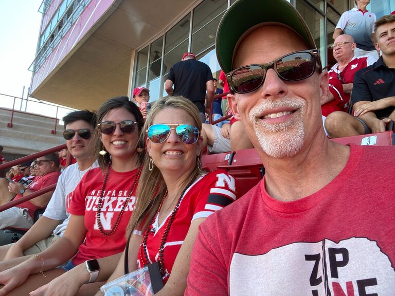 Charlie's first home Husker game! Unfortunately, we chose to come to Lincoln for the Michigan game. 