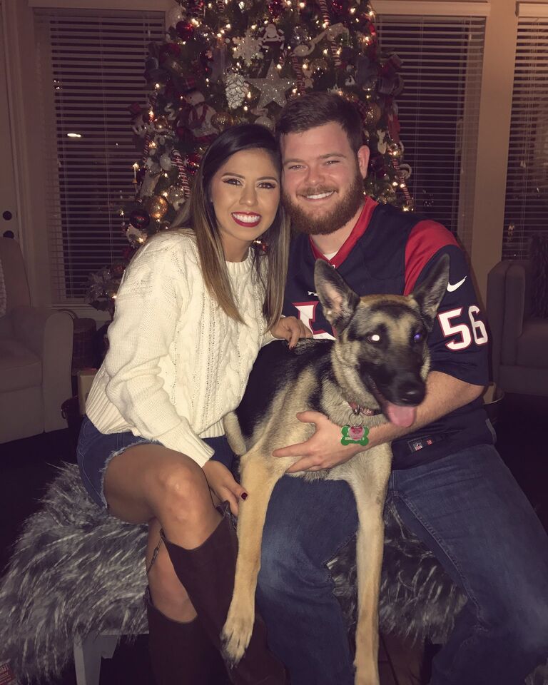 Kylie became a huge part of Ian and Savannah's life. She has been through their college years, graduations, careers, and now marriage! Kylie loves both of her parents, but she simply cannot live without Ian! Ian makes the best dog dad. 
Ian and Savannah at Carlos and Beth Arriola's annual Christmas Eve party!