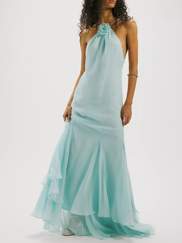 Retrofete blue chiffon maxi boho mother-of-the-bride dress