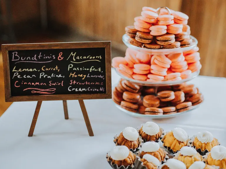 Macarons engagement dessert table idea
