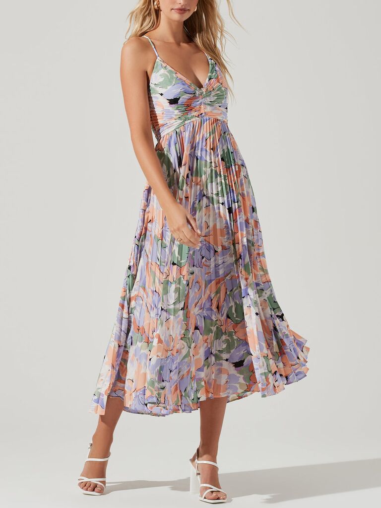 ASTR the Label floral plisse wedding guest dress
