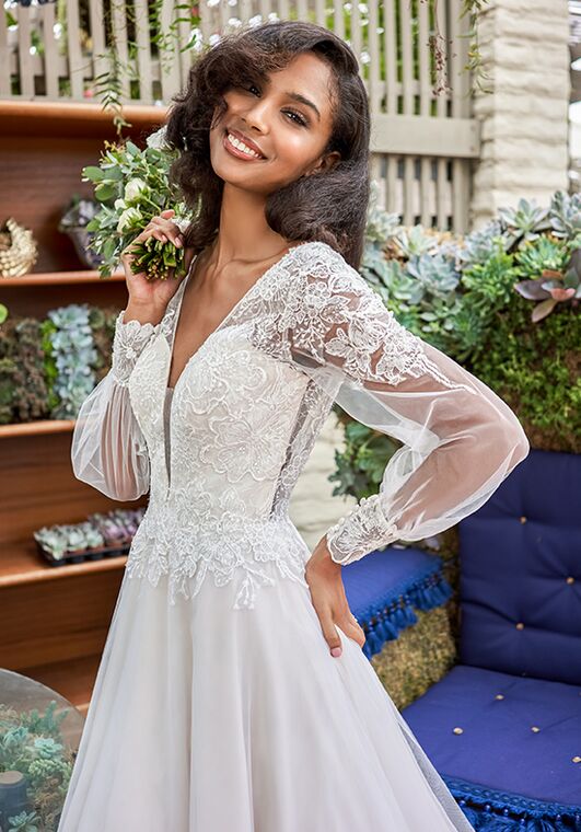 white lace wedding dress low back V-Neck Halter Open Back With Lace Train Wedding Dress Ivory / US 16 main image 0